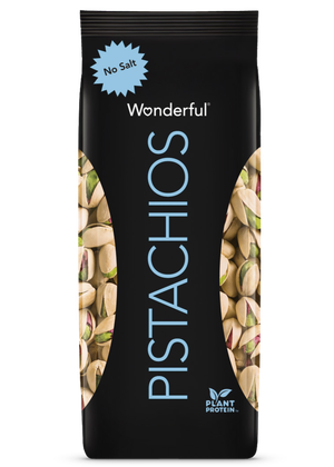 Black package of unsalted Wonderful Pistachios